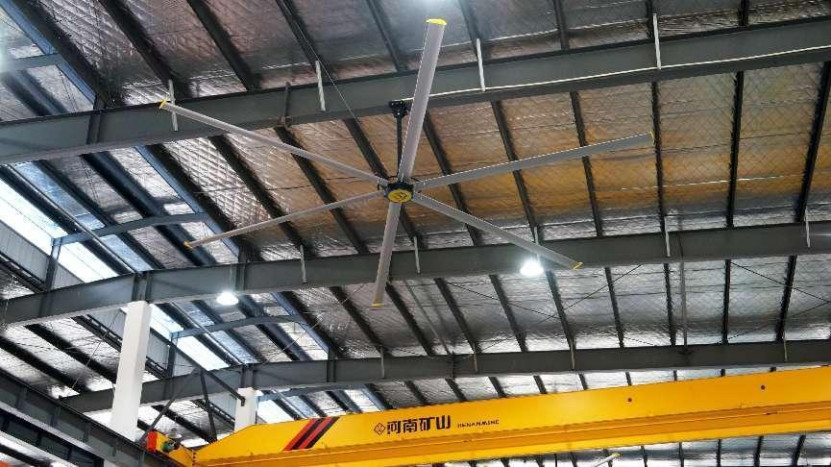 6-ব্লেড 1500W শিল্প সিলিং ফ্যান শক্তিশালী 3-ফেজ মোটর 1400m2 কভারেজ এলাকা